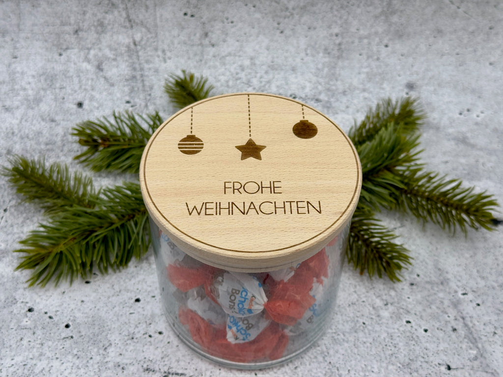 Vorratsglas „XMAS“ mit Holzdeckel in 3 Größen